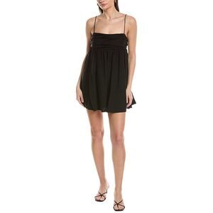Opt Womens O.P.T Lucille Linen-Blend Mini Dress, Black
